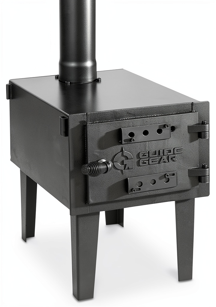 Guide Gear outdoor wood stove set up in a campsite