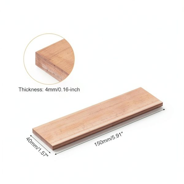 uxcell Copper Flat Bar, 0.16" Thickness x 1.57" Width x 5.91" Length Copper Bus Bar Stock Plate Mill for Electrical (4mm x 40mm x 150mm)-1