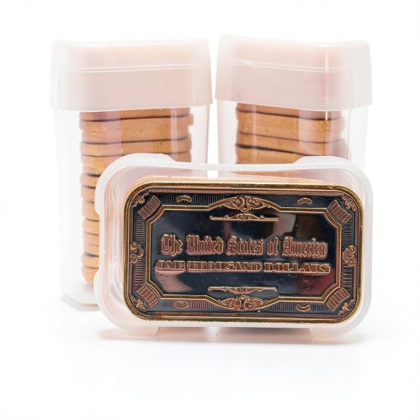 Copper Bar 100 Count 1 oz $1000 Pattern with 5 Tube Storage - Gold-3